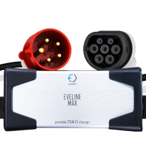 EVELINE Max – chytrá přenosná nabíječka pro elektromobily Type 2, CEE 5kolík, 22 kW, 32 A, 5–8 m